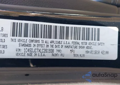 2020 Dodge Durango R/T Awd z USA, uszkodzony, nr VIN 1C4SDJCTXLC261938